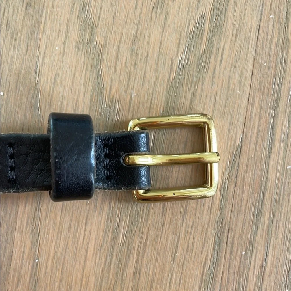 3/$12! J. Crew women’s dark brown skinny Leather Belt with Gold Buckle - Picture 4 of 4